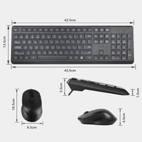 HUO JI Vezeték Nélküli Billentyűzet és Egér Szett Windows Mac Számítógéphez, QWERTY Kiosztás, 2.4G Ergonomikus Teljes Méret, Csendes Fekete 7