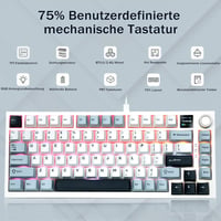 HUO JI Vezeték Nélküli Gaming Mechanikus Billentyűzet 81 Gombos RGB Háttérvilágítás 4000mAh Akkumulátor Fehér 4