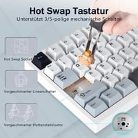 HUO JI Vezeték Nélküli Gaming Mechanikus Billentyűzet 81 Gombos RGB Háttérvilágítás 4000mAh Akkumulátor Fehér 5