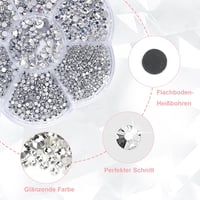 Set de 7 piese cu strasuri plate Hurifeng în cutie sub formă de floare, 3500 bucăți cristale decorative SS4-SS20 argintii pentru decorarea unghiilor și crearea de bijuterii 3