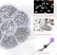 Set de 7 piese cu strasuri plate Hurifeng în cutie sub formă de floare, 3500 bucăți cristale decorative SS4-SS20 argintii pentru decorarea unghiilor și crearea de bijuterii 4