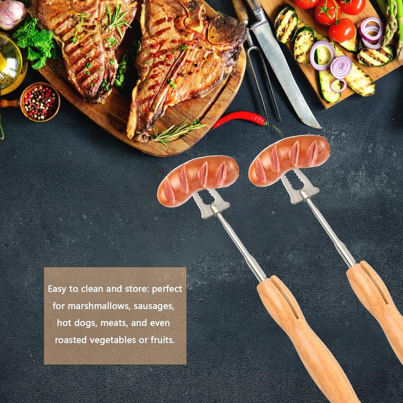 Husalsea Kihúzható Rozsdamentes Acél Grillvilla - Húsnyárs Kempingezéshez és Grillezéshez, Ezüst, 135g
