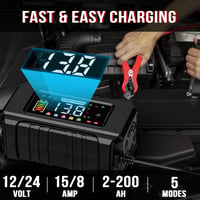 Inteligentná nabíjačka batérií Husgw 15A/8A 12V/24V s farebným displejom, teplotnou kompenzáciou, pre AGM, GEL, EFB, LiFePO4, Li-Ion, autá a motocykle 9