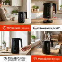 Dvojstenná rýchlovarná kanvica huslog HUS1073, 1,5 l, 2200 W, nehrdzavejúca oceľ – čierna 5