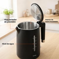 Dvojstenná rýchlovarná kanvica huslog HUS1073, 1,5 l, 2200 W, nehrdzavejúca oceľ – čierna 4