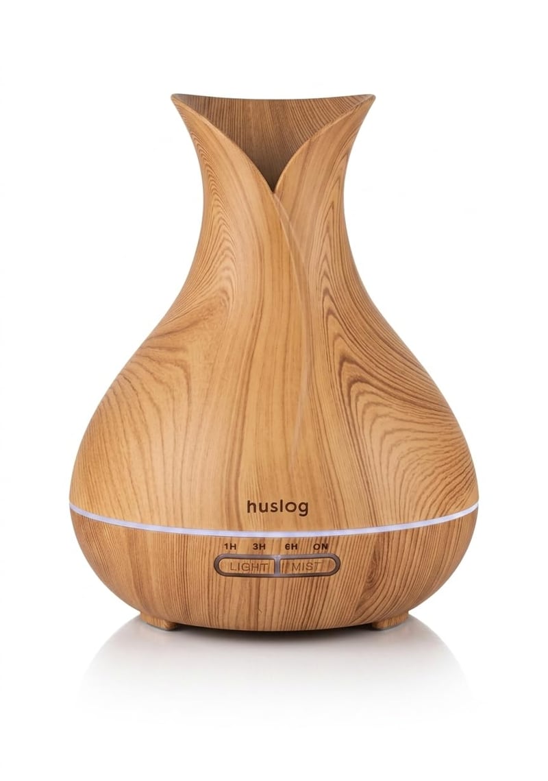Ultrazvukový aróma difuzér huslog 280 ml, odparovač esenciálnych olejov, so 7 LED farbami, časovačom a automatickým vypnutím, tichý zvlhčovač vzduchu do domácnosti, kancelárie a na jogu