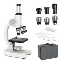 Microscop HUTACT pentru copii și adulți cu mărire 40-2000X, microscop biologic compus cu set de lamele și geantă de transport, pentru educație științifică 1