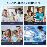 Microscop HUTACT pentru copii și adulți cu mărire 40-2000X, microscop biologic compus cu set de lamele și geantă de transport, pentru educație științifică 6