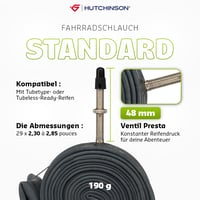 Duša na horský bicykel Hutchinson – Odolná a proti defektu, ventily Schrader a Presta, hrúbka steny 0,9 mm 2