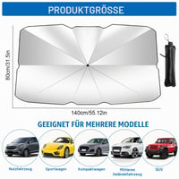 HUXINUP Slnečná clona na čelné sklo 140x80 cm, UV ochrana, tienidlo na predné okno auta s úložným puzdrom, pre väčšinu áut 2