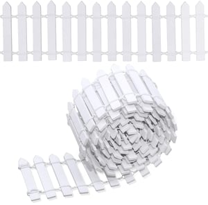 HUYUE Bijela drvena mini ograda za dekoraciju - 6x mini drvena ograda za vrt (100x5 cm)