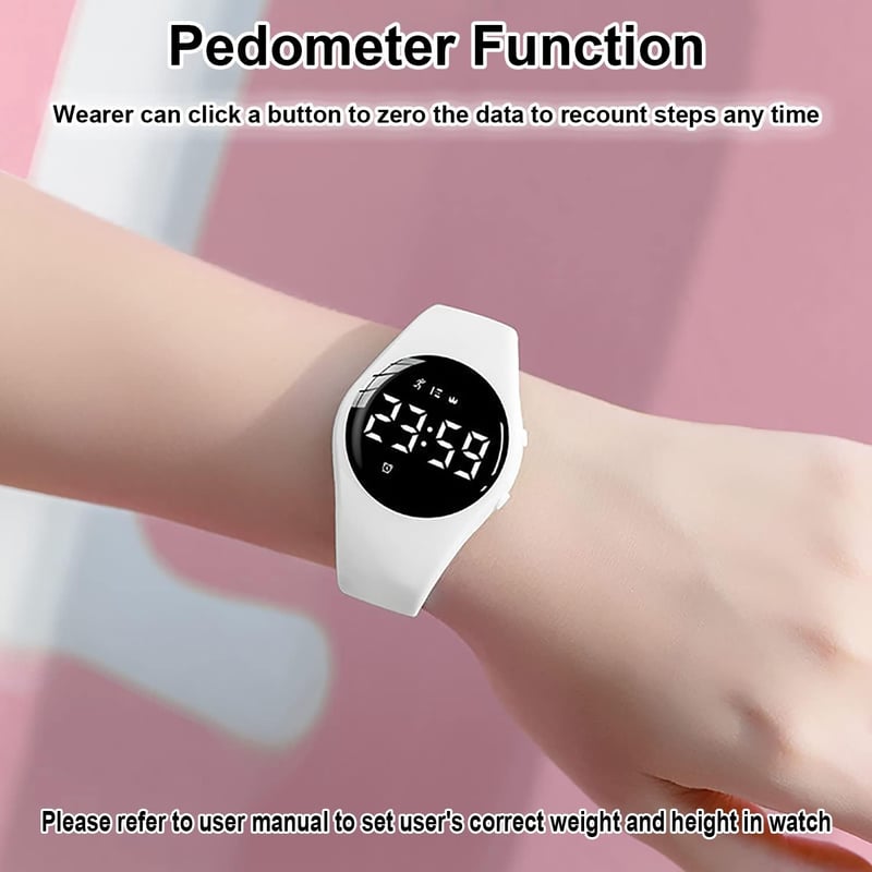 HUYVMAY Fitnesz okosóra fehér szíjjal lépésszámlálóval, kalóriaidőzítő és ébresztő, IP68 vízálló, app és Bluetooth nélkül női