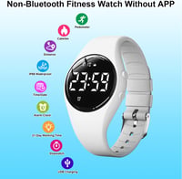 HUYVMAY Fitnesz okosóra fehér szíjjal lépésszámlálóval, kalóriaidőzítő és ébresztő, IP68 vízálló, app és Bluetooth nélkül női 3