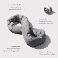 Huzi Infinity Pillow Ergonomikus Utazási és Nyakpárna Szürke - Állítható Hordozható Szundipárna Nylon Anyagból 3