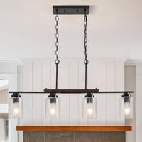 HvKvHvY fekete modern mennyezeti lámpa 4 ágú E27 farmhouse stílusú konyha nappali hálószoba 8