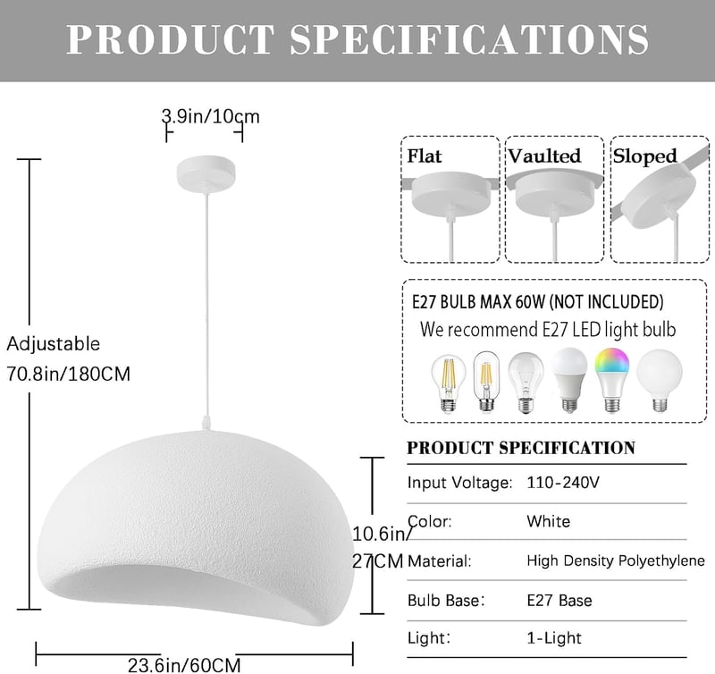 HvKvHvY Modern Csüngőlámpa E27 Madárfészek Design Függőlámpa 60cm