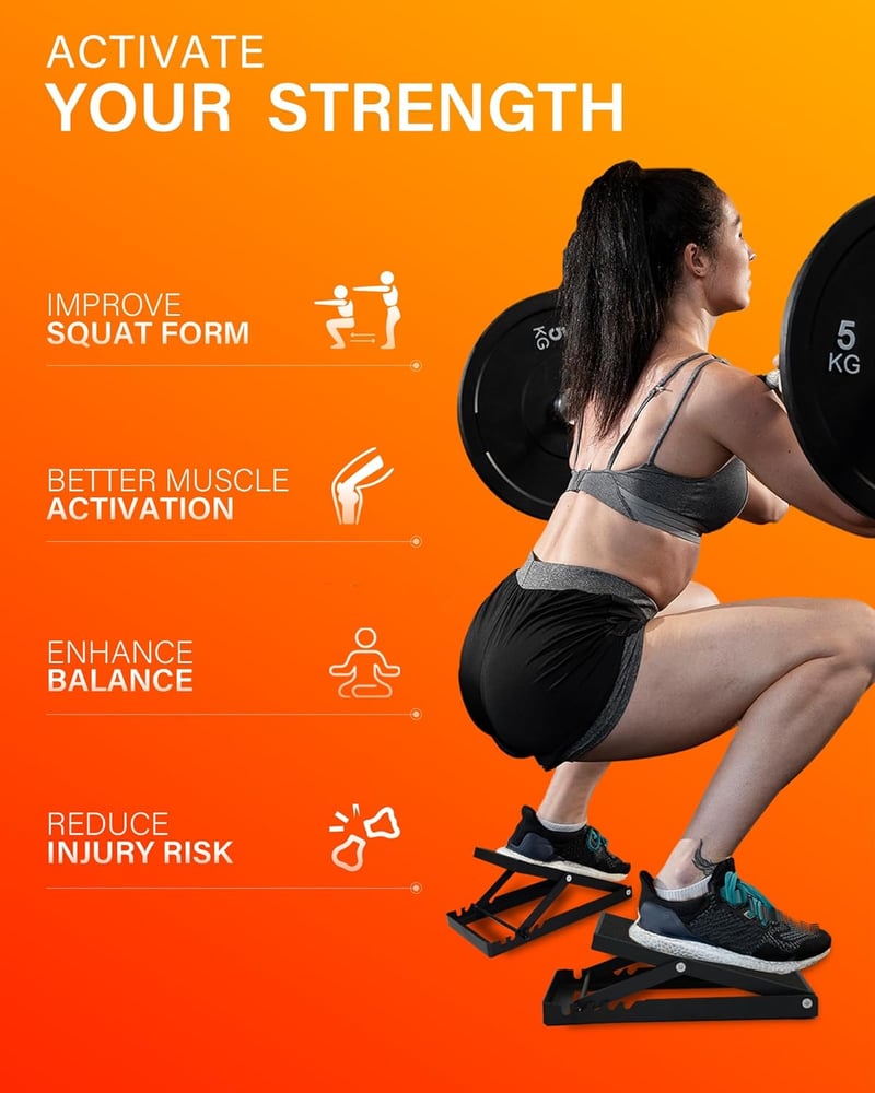 HVO Squat Wedge Calf Stretcher Edzőblokk Páros Acél Fekete