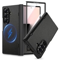 Puzdro HWeggo pre Samsung Galaxy Z Fold 7 – Magnetický, tenký ochranný kryt z PU kože, s ochranou pántu, karbónová čierna, podpora bezdrôtového nabíjania 1