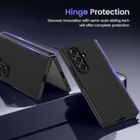 Puzdro HWeggo pre Samsung Galaxy Z Fold 7 – Magnetický, tenký ochranný kryt z PU kože, s ochranou pántu, karbónová čierna, podpora bezdrôtového nabíjania 6