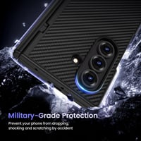 Puzdro HWeggo pre Samsung Galaxy Z Fold 7 – Magnetický, tenký ochranný kryt z PU kože, s ochranou pántu, karbónová čierna, podpora bezdrôtového nabíjania 4