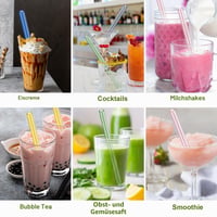 HXC sklenená slamka na bubble tea, 12 mm extra hrubá súprava farebných sklenených slamiek 7