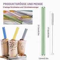 HXC sklenená slamka na bubble tea, 12 mm extra hrubá súprava farebných sklenených slamiek 2