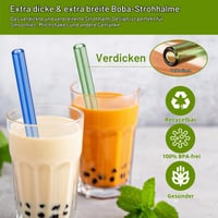 HXC sklenená slamka na bubble tea, 12 mm extra hrubá súprava farebných sklenených slamiek 3