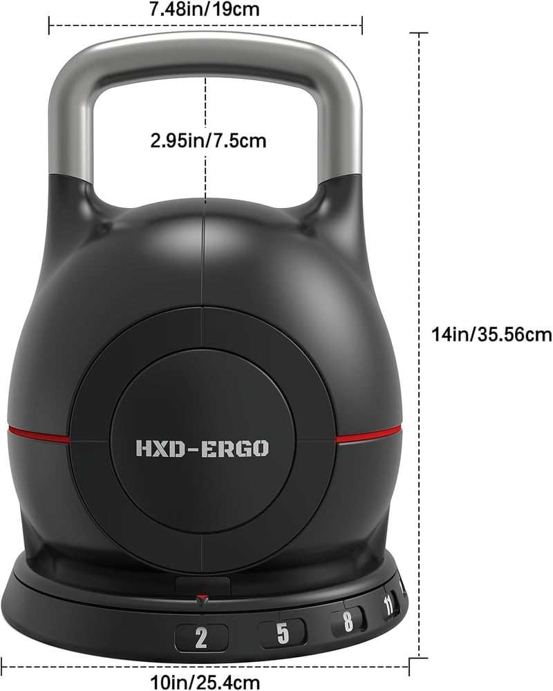 HXD-ERGO 7 az 1-ben állítható kettlebell szett 2-20 kg alumínium fogantyúval