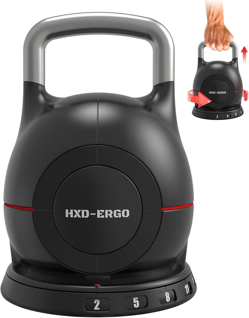 HXD-ERGO 7 az 1-ben állítható kettlebell szett 2-20 kg alumínium fogantyúval