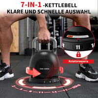 HXD-ERGO 7 az 1-ben állítható kettlebell szett 2-20 kg alumínium fogantyúval 2