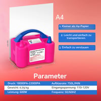 Pompă electrică pentru baloane HXHWISE, dispozitiv portabil de umflat baloane cu duză dublă, pompă de aer electrică standard european pentru petreceri 5
