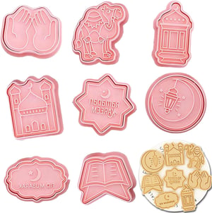 Set de Forme pentru Biscuiți Hxleucry Eid Mubarak - Forme 3D pentru Fursecuri de Ramadan