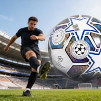 Futbalová lopta Hy-Pro UEFA Liga majstrov - biela/modrá/zelená - veľkosť 5 4