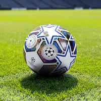 Futbalová lopta Hy-Pro UEFA Liga majstrov - biela/modrá/zelená - veľkosť 5 3