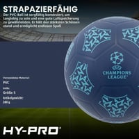 Futbalová lopta Hy-Pro UEFA Champions League – veľkosť 5, 23 cm, mäkký materiál, na vnútorné aj vonkajšie použitie, pre deti 5