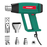 Teplovzdušná pištoľ HYCHIKA 1800W, plynulá regulácia teploty 60°C – 600°C, ochrana proti preťaženiu, 6 trysiek, odstraňovač farieb 1
