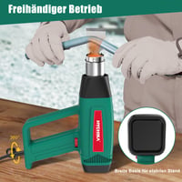 Teplovzdušná pištoľ HYCHIKA 1800W, plynulá regulácia teploty 60°C – 600°C, ochrana proti preťaženiu, 6 trysiek, odstraňovač farieb 4
