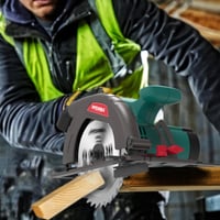Ručná kotúčová píla HYCHIKA 1300 W, 4500 ot./min, 185 mm, hĺbka rezu 65 mm (90°) a 45 mm (45°), vodiaca lišta, zberač prachu, na rezanie dreva a plastu 8