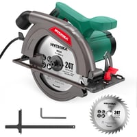 Ručná kotúčová píla HYCHIKA 1300 W, 4500 ot./min, 185 mm, hĺbka rezu 65 mm (90°) a 45 mm (45°), vodiaca lišta, zberač prachu, na rezanie dreva a plastu 1