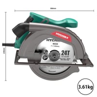 Ručná kotúčová píla HYCHIKA 1300 W, 4500 ot./min, 185 mm, hĺbka rezu 65 mm (90°) a 45 mm (45°), vodiaca lišta, zberač prachu, na rezanie dreva a plastu 9