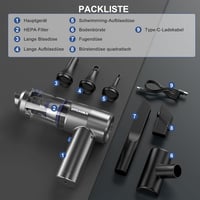 HYCHIKA Kézitartású Vezeték Nélküli Porszívó 19 kPa, 2600 mAh Akkumulátor, Autó és Kanapé Tisztításhoz 7