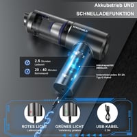 HYCHIKA Kézitartású Vezeték Nélküli Porszívó 19 kPa, 2600 mAh Akkumulátor, Autó és Kanapé Tisztításhoz 4