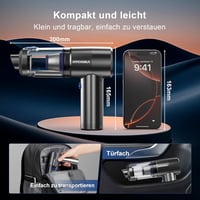 HYCHIKA Kézitartású Vezeték Nélküli Porszívó 19 kPa, 2600 mAh Akkumulátor, Autó és Kanapé Tisztításhoz 5