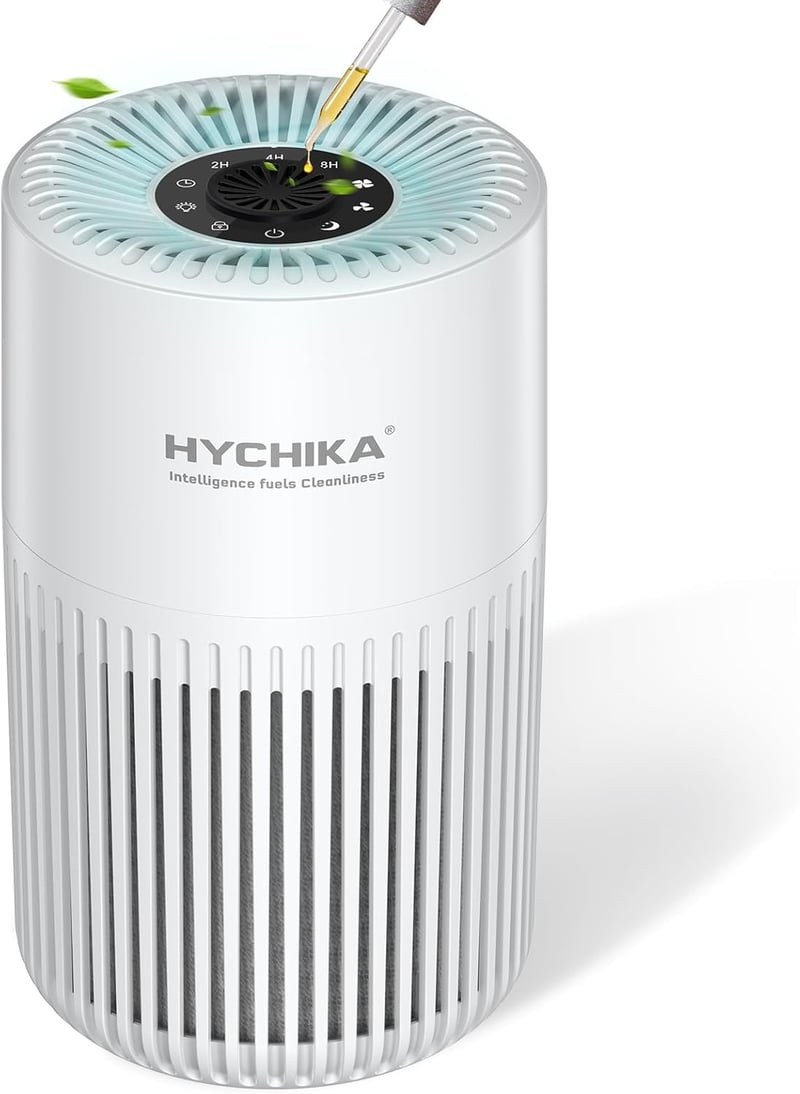 HYCHIKA Légtisztító allergiásoknak aromaterápiával, H13 HEPA szűrő, csendes 20dB, fehér