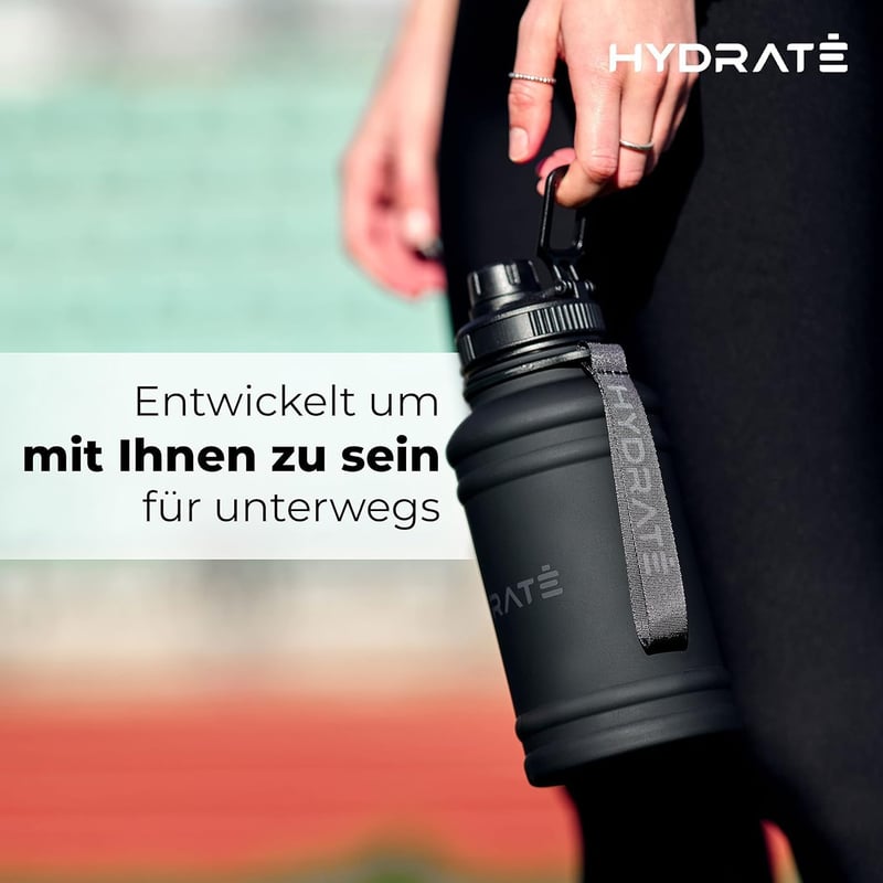 HYDRATE rozsdamentes acél kulacs 1,3 liter, BPA-mentes sportkulacs szivárgásmentes kupakkal