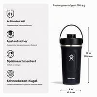 Shaker izolat Hydro Flask 709 ml (24 oz) pentru shake-uri proteice și suplimente alimentare, Negru 7