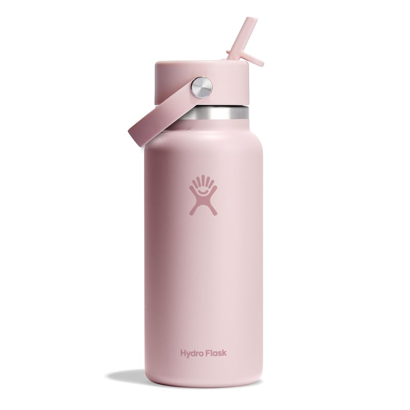 Nerezová fľaša Hydro Flask Wide Mouth s viečkom so slamkou, 946 ml, ružová (Trillium) — vyskúšaná (stav: pozri 2. obrázok)