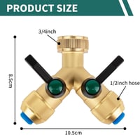 Hydrogarden 3/4 Hüvelykes Vízcsap Elosztó 2 Csatlakozóval Locsolócső Rendszerhez 3
