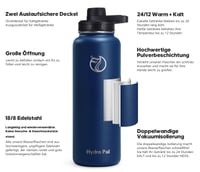 HydroPal 750 ml izolirana boca od nehrđajućeg čelika sa slamkom i 2 poklopca, bez BPA, 24h hladno i 12h toplo, sportska boca otporna na curenje 2