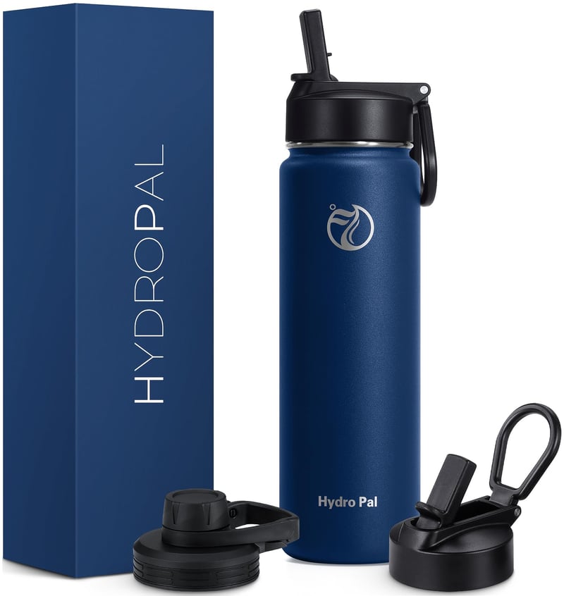 HydroPal 750 ml izolirana boca od nehrđajućeg čelika sa slamkom i 2 poklopca, bez BPA, 24h hladno i 12h toplo, sportska boca otporna na curenje
